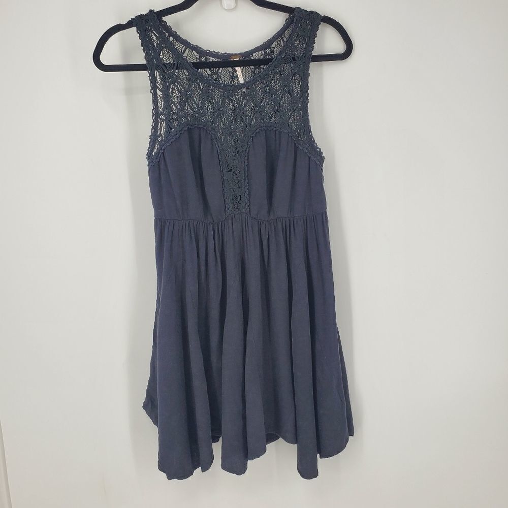 Free People Crotchet Trim Aysmetrical Hem Dress Size Small